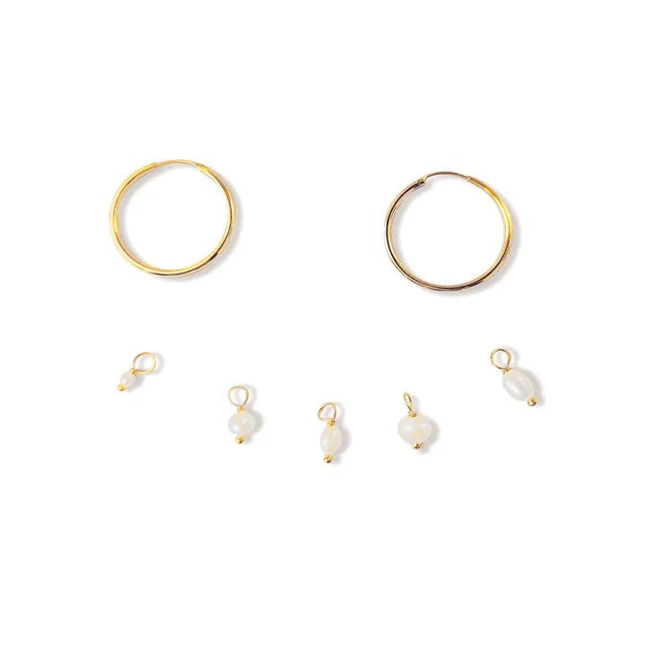 5pc Freshwater Pearl Earrings - Gold