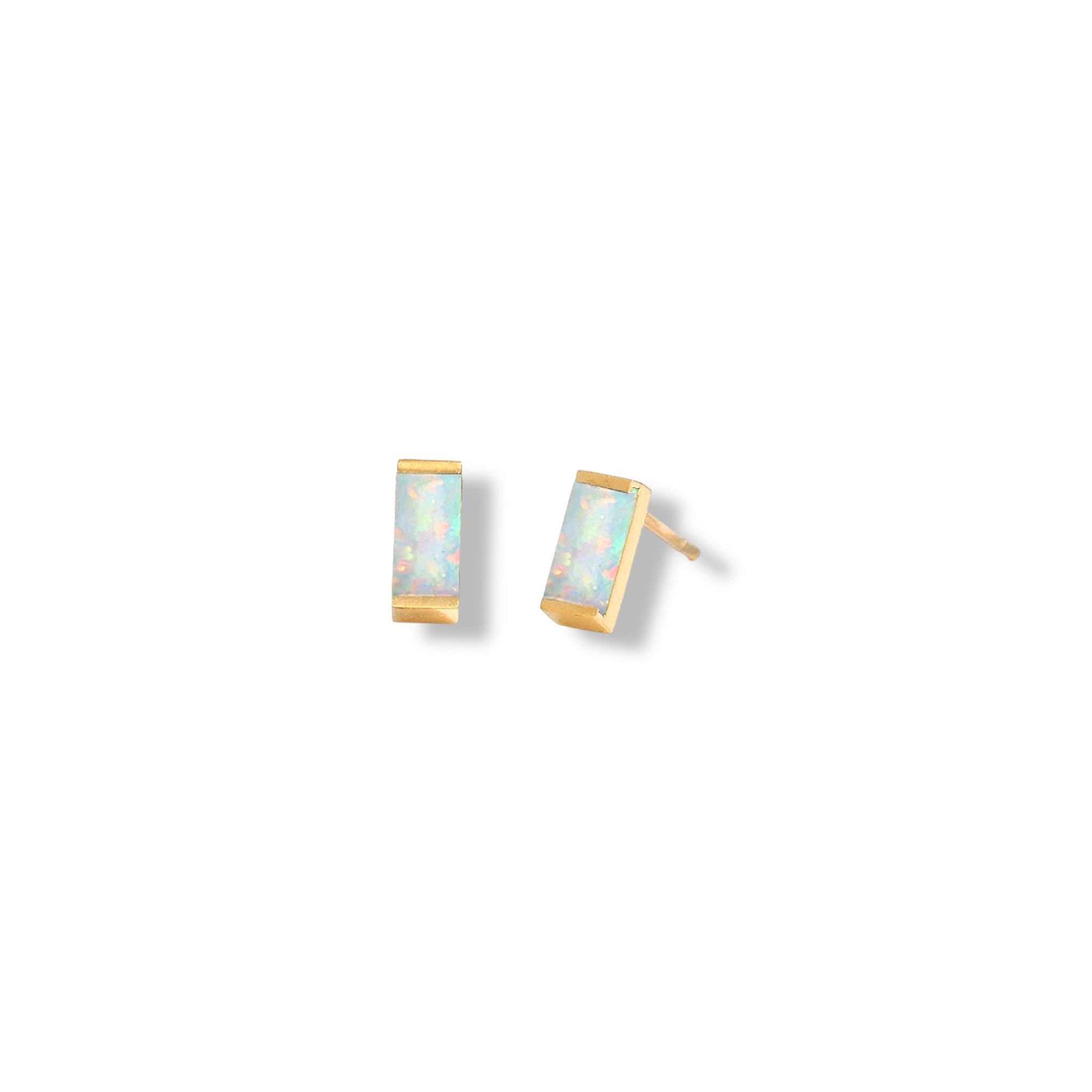 Dainty Baguette Birthstone
 Earrings - Gold