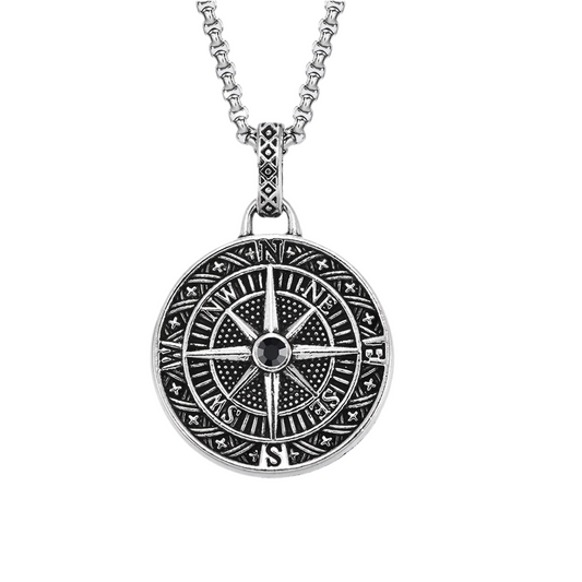 Compass Pendant Necklace - Silver - BRAVAN Compass Pendant Necklace - Silver  (Store description)