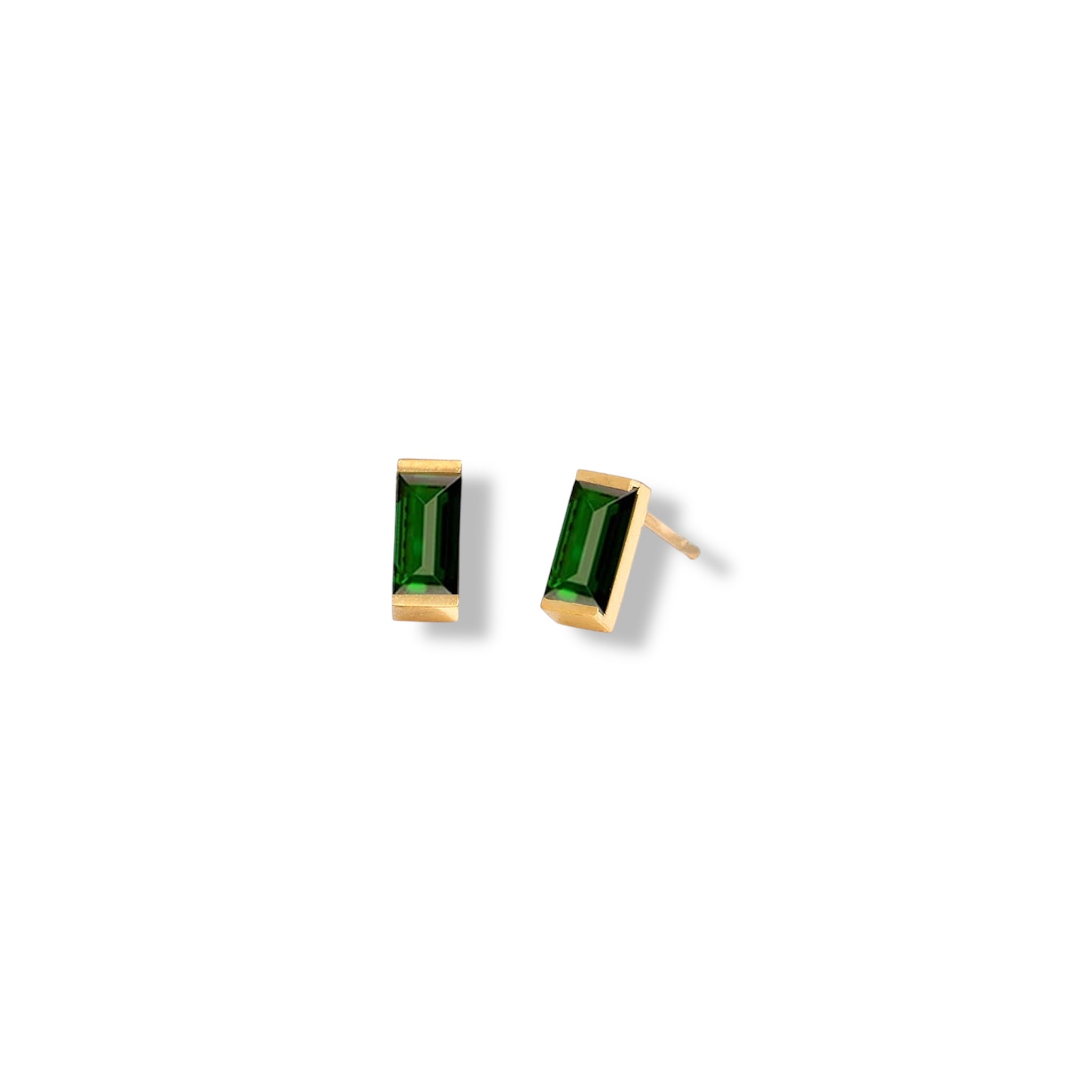 Dainty Baguette Birthstone
 Earrings - Gold