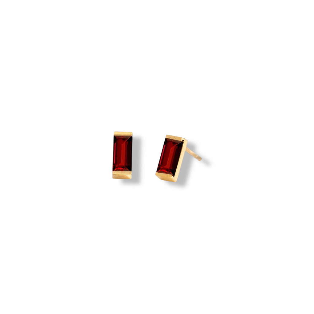 Dainty Baguette Birthstone
 Earrings - Gold