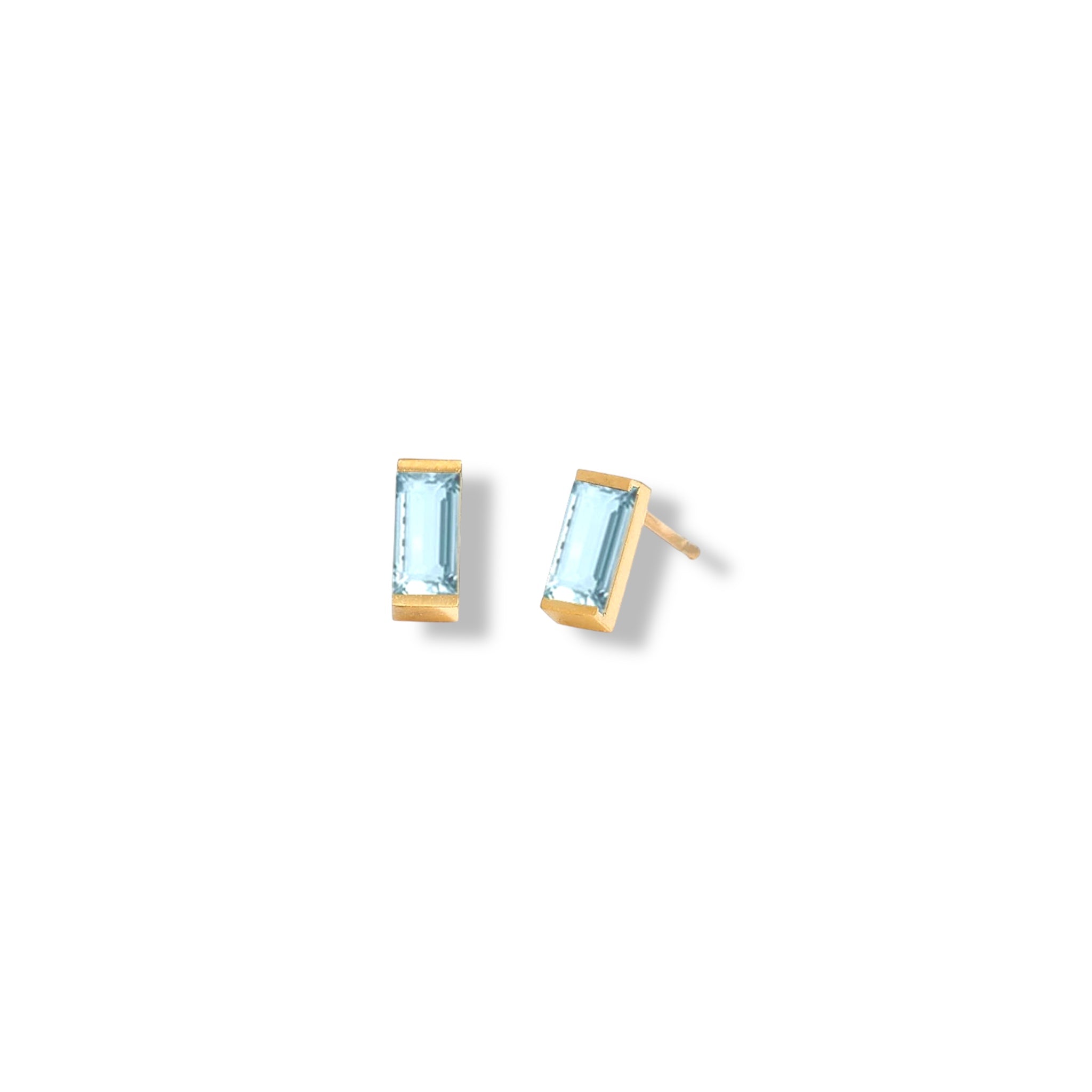 Dainty Baguette Birthstone
 Earrings - Gold