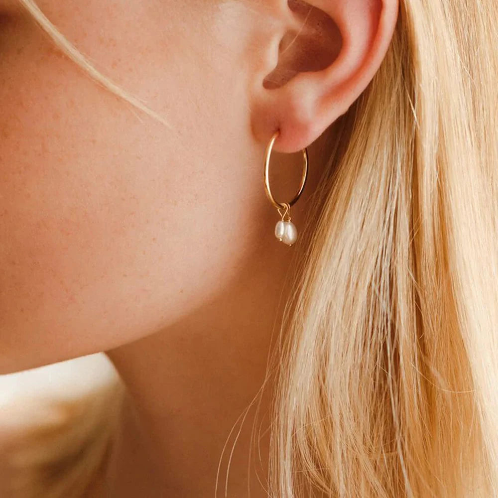 5pc Freshwater Pearl Earrings - Gold