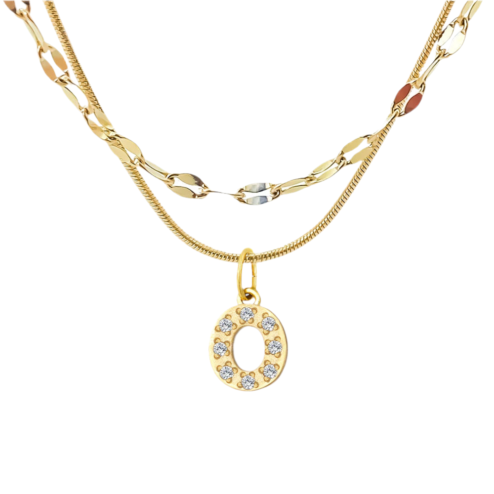 Stacked Initial Pendant Necklace - Gold