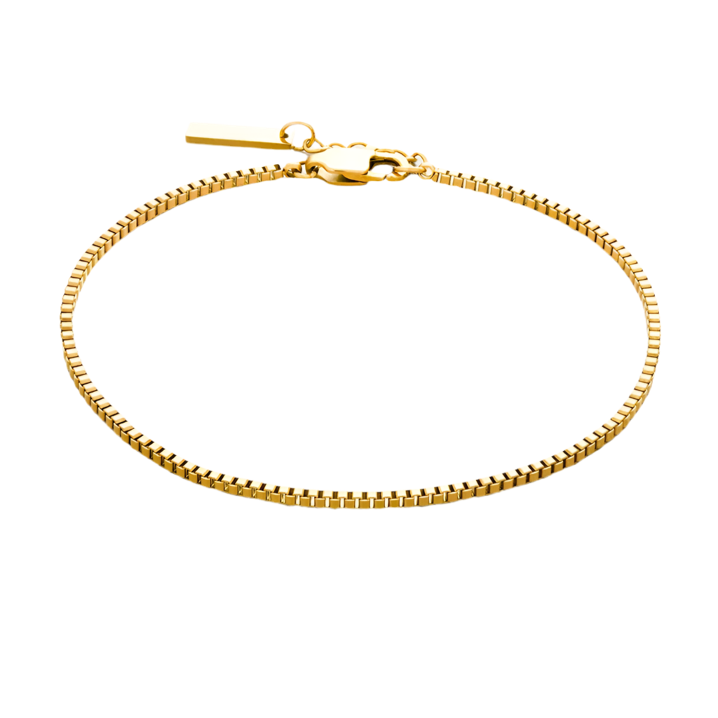 Box Chain Bracelet - Gold - BRAVAN Box Chain Bracelet - Gold  (Store description)