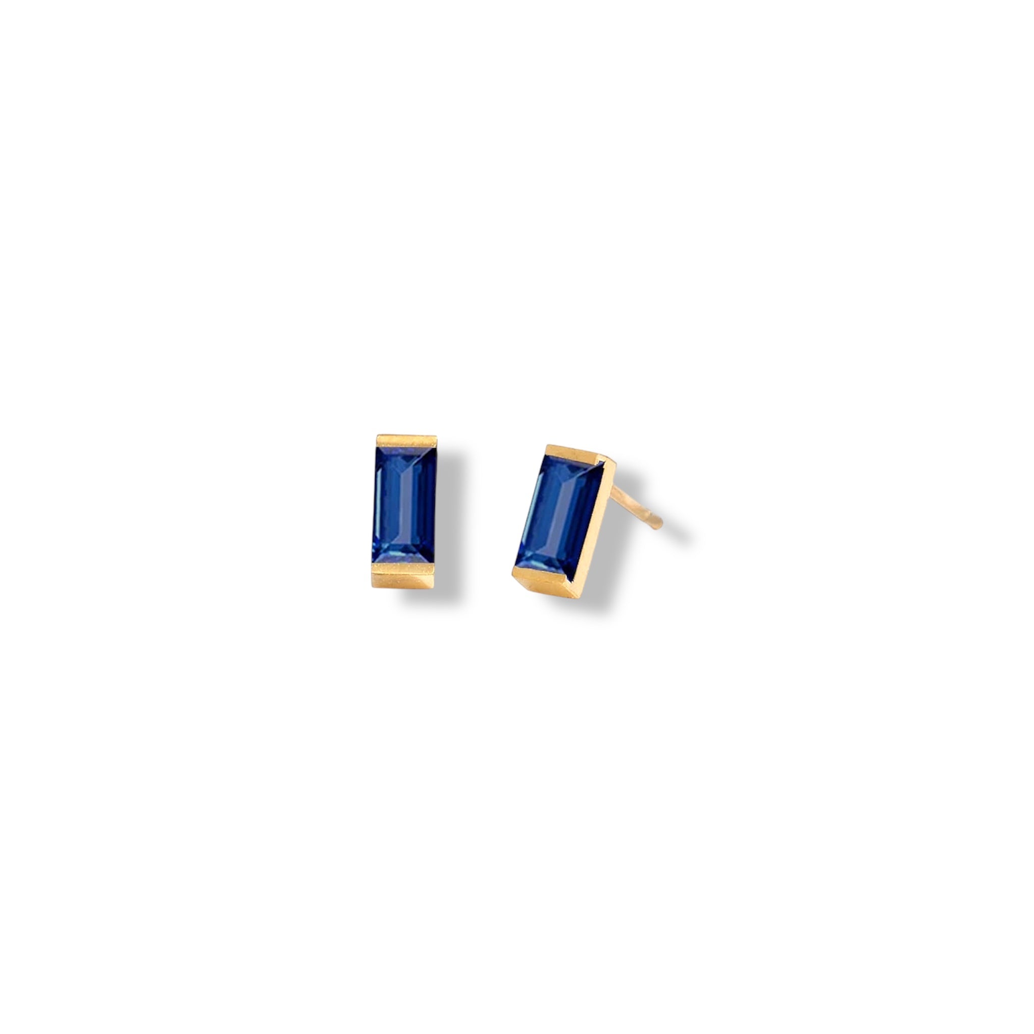 Dainty Baguette Birthstone
 Earrings - Gold