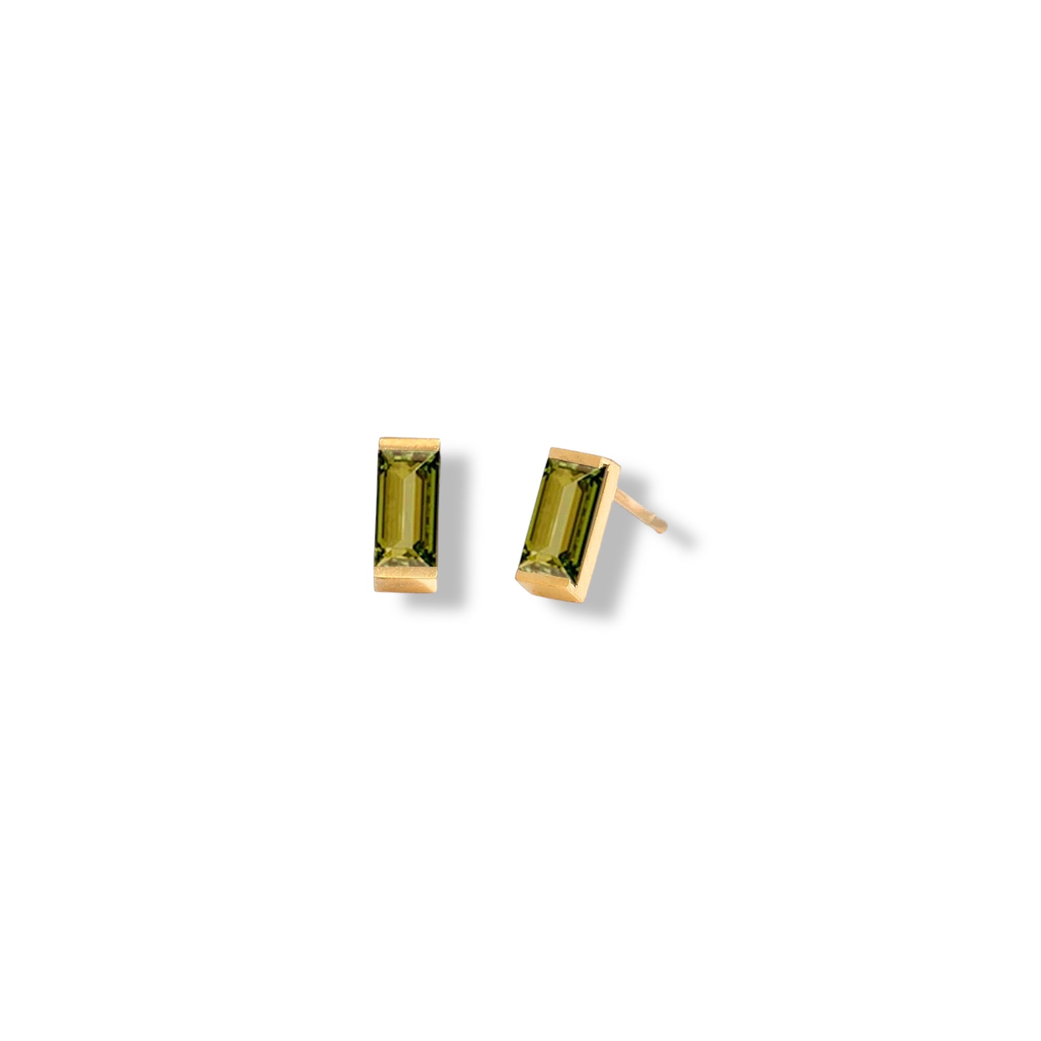 Dainty Baguette Birthstone
 Earrings - Gold