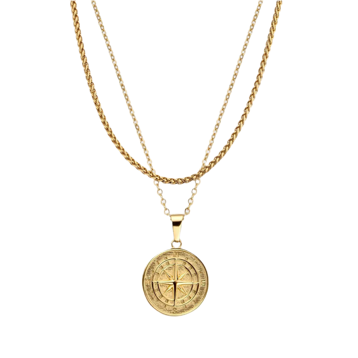 Stacked Compass Necklace - Gold