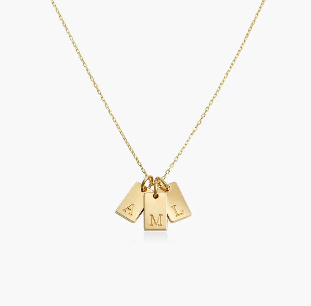 Engraved Initial Pendant Necklace - Gold