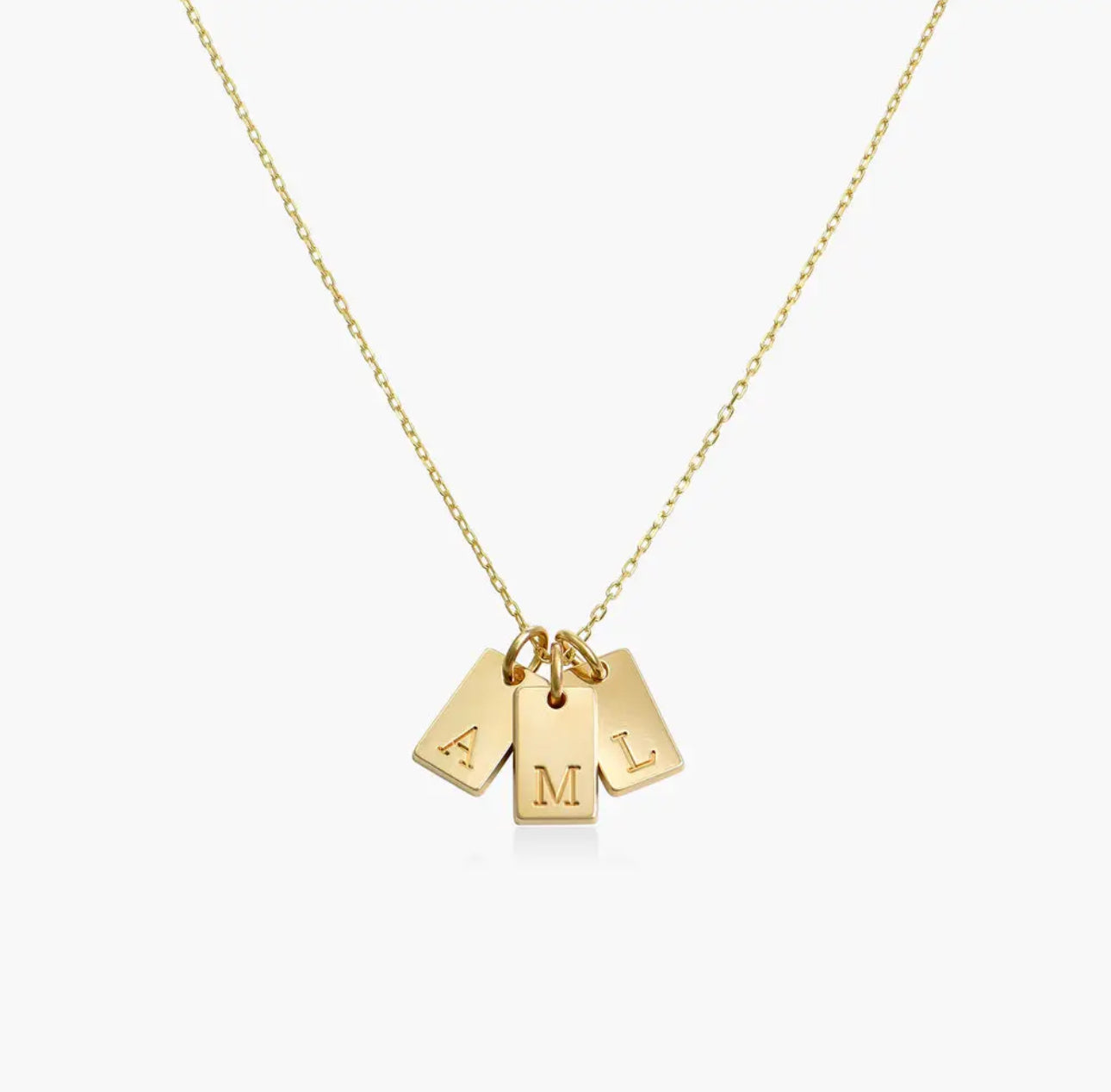 Engraved Initial Pendant Necklace - Gold