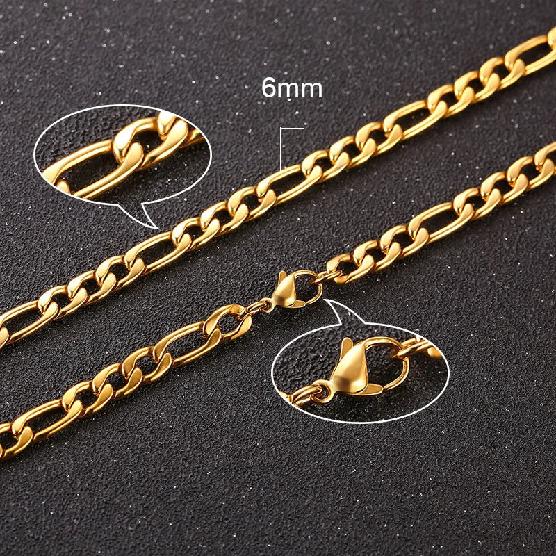 Figaro Necklace 5MM - Gold - BRAVAN Figaro Necklace 5MM - Gold  (Store description)