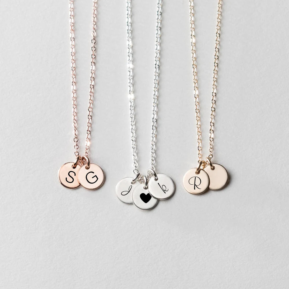 Engraved Initial Necklace - Gold