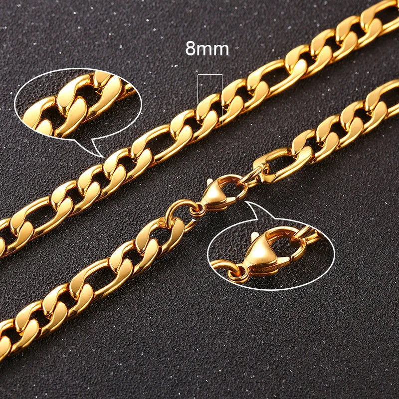 Figaro Necklace 5MM - Gold - BRAVAN Figaro Necklace 5MM - Gold  (Store description)