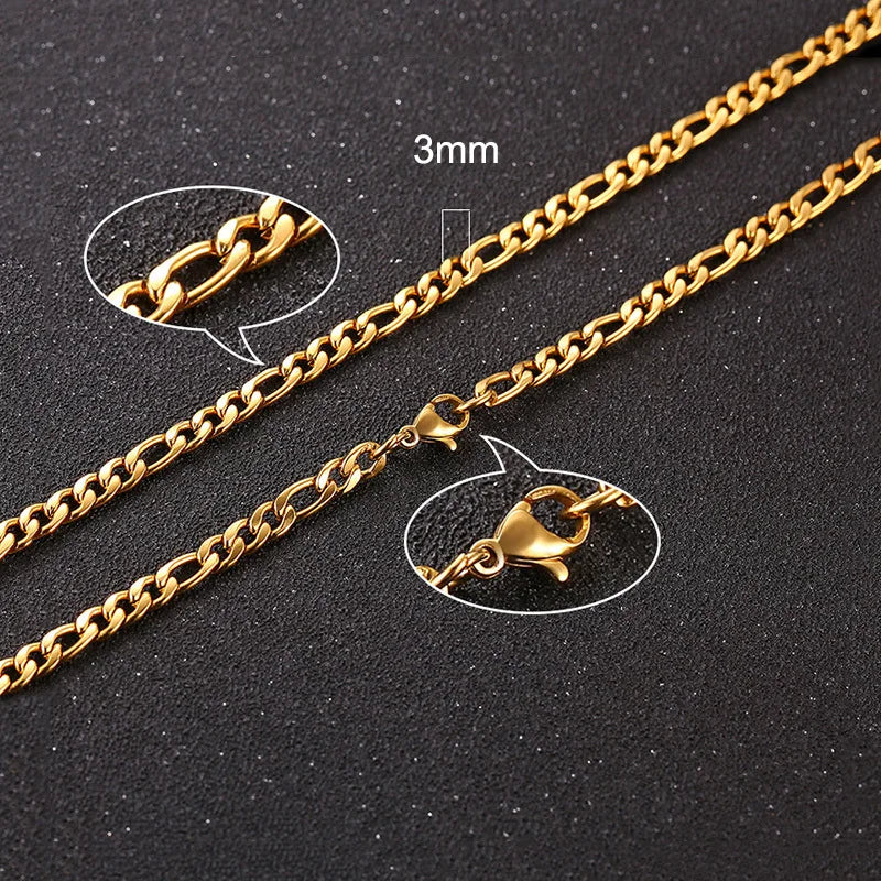 Figaro Necklace 5MM - Gold - BRAVAN Figaro Necklace 5MM - Gold  (Store description)