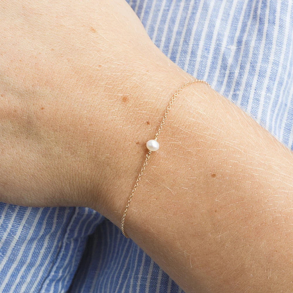 Single Pearl Bracelet - Gold