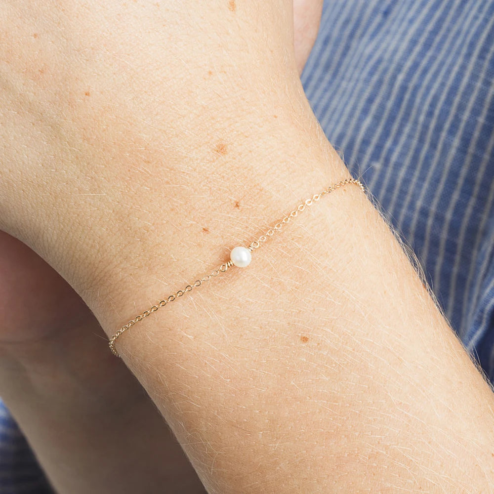 Single Pearl Bracelet - Gold