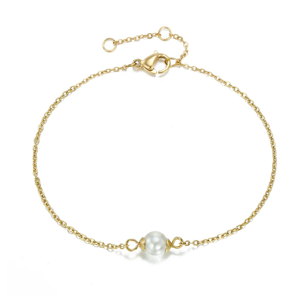 Single Pearl Bracelet - Gold