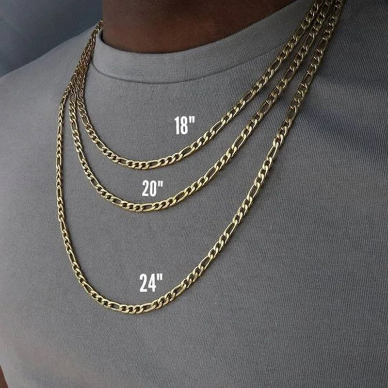 Figaro Necklace 5MM - Gold - BRAVAN Figaro Necklace 5MM - Gold  (Store description)