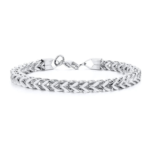 Wheat Link Bracelet 7MM - Gold - BRAVAN Wheat Link Bracelet 7MM - Gold  (Store description)