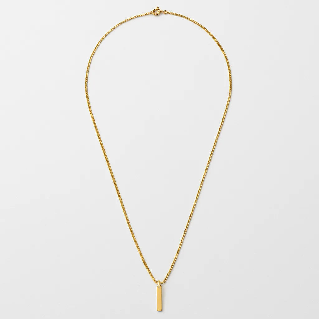 Box Pendant Necklace - Gold