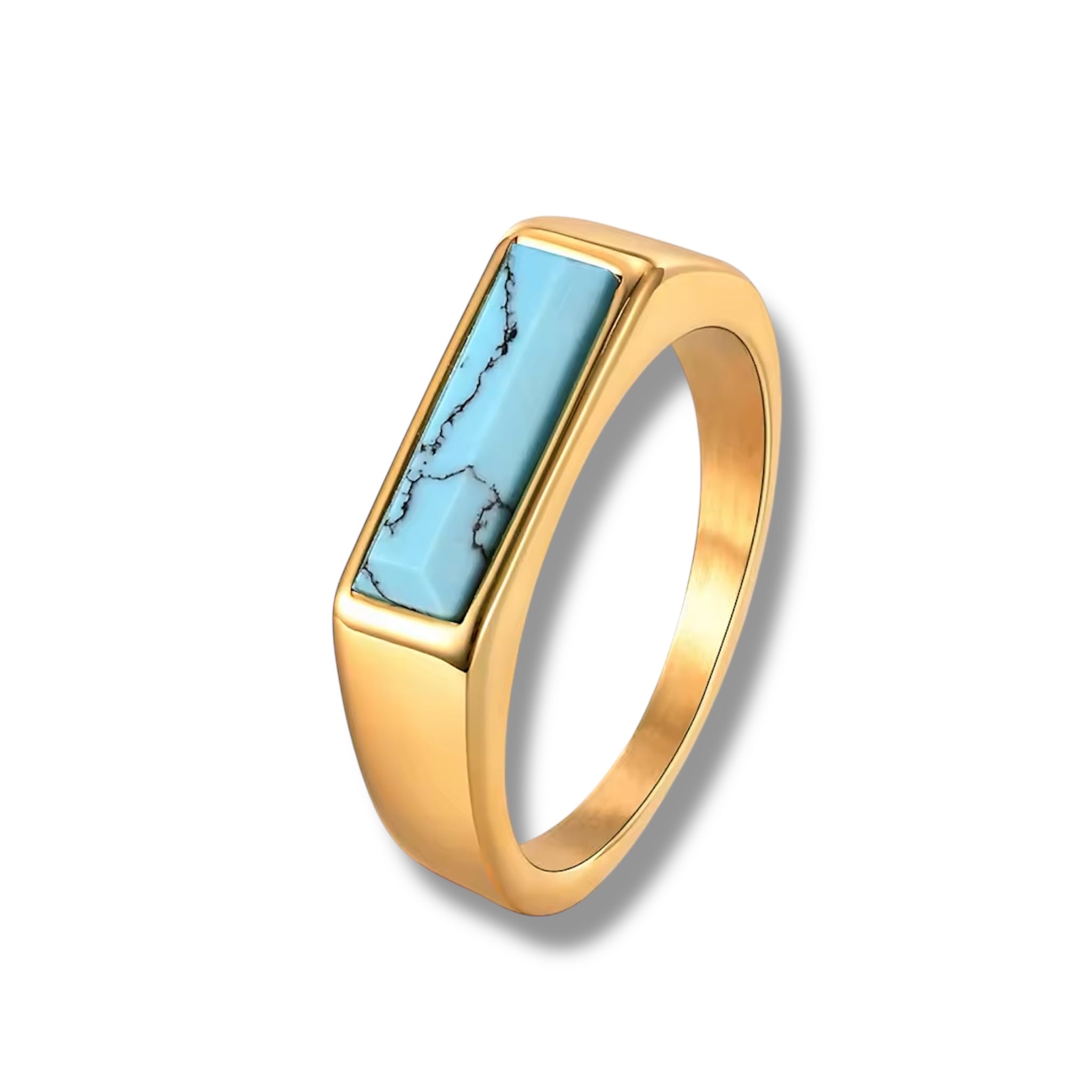 Natural Stone Signet Ring - Gold