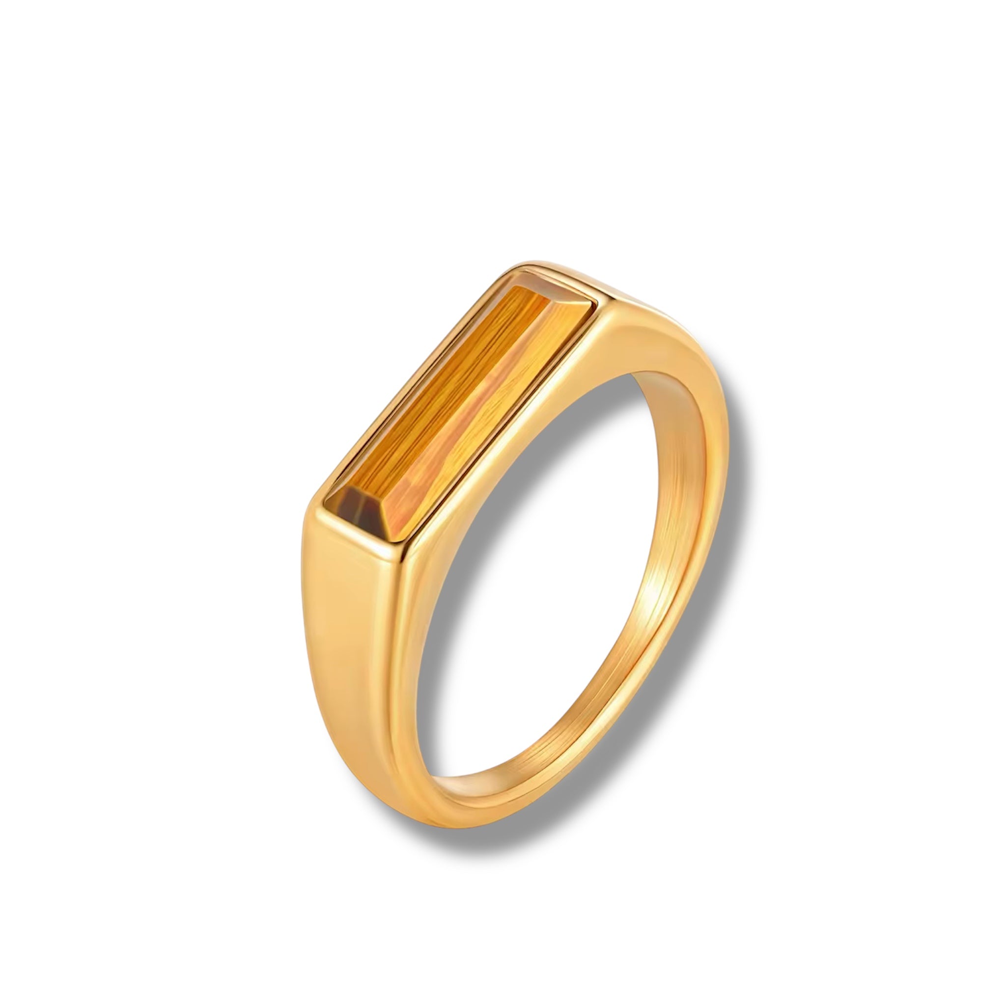 Natural Stone Signet Ring - Gold