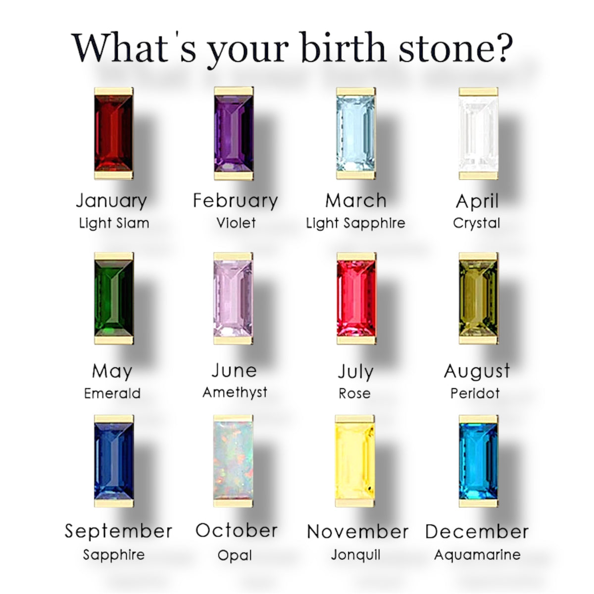 Dainty Baguette Birthstone
 Earrings - Gold