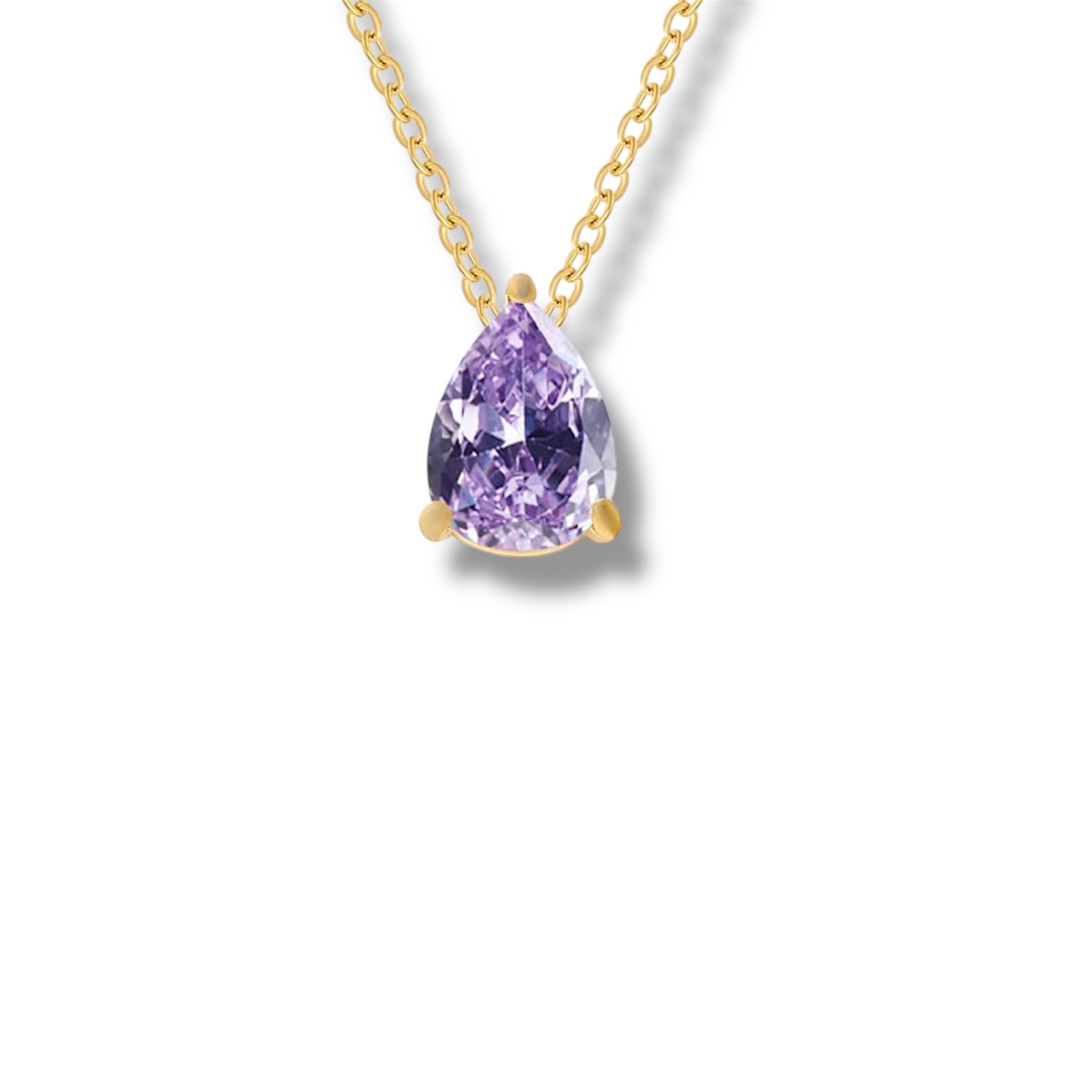 Dainty Teardrop Birthstone Necklace - Gold