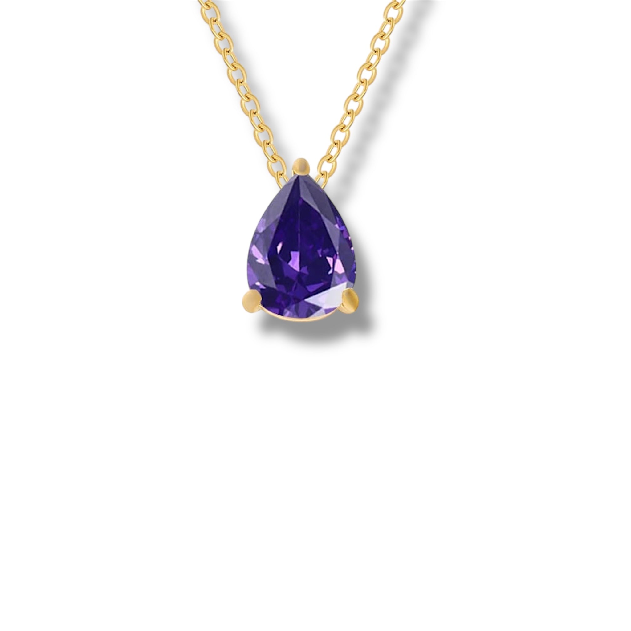 Dainty Teardrop Birthstone Necklace - Gold