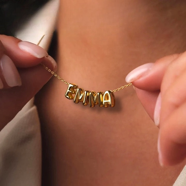 Bubble Name Necklace - Gold