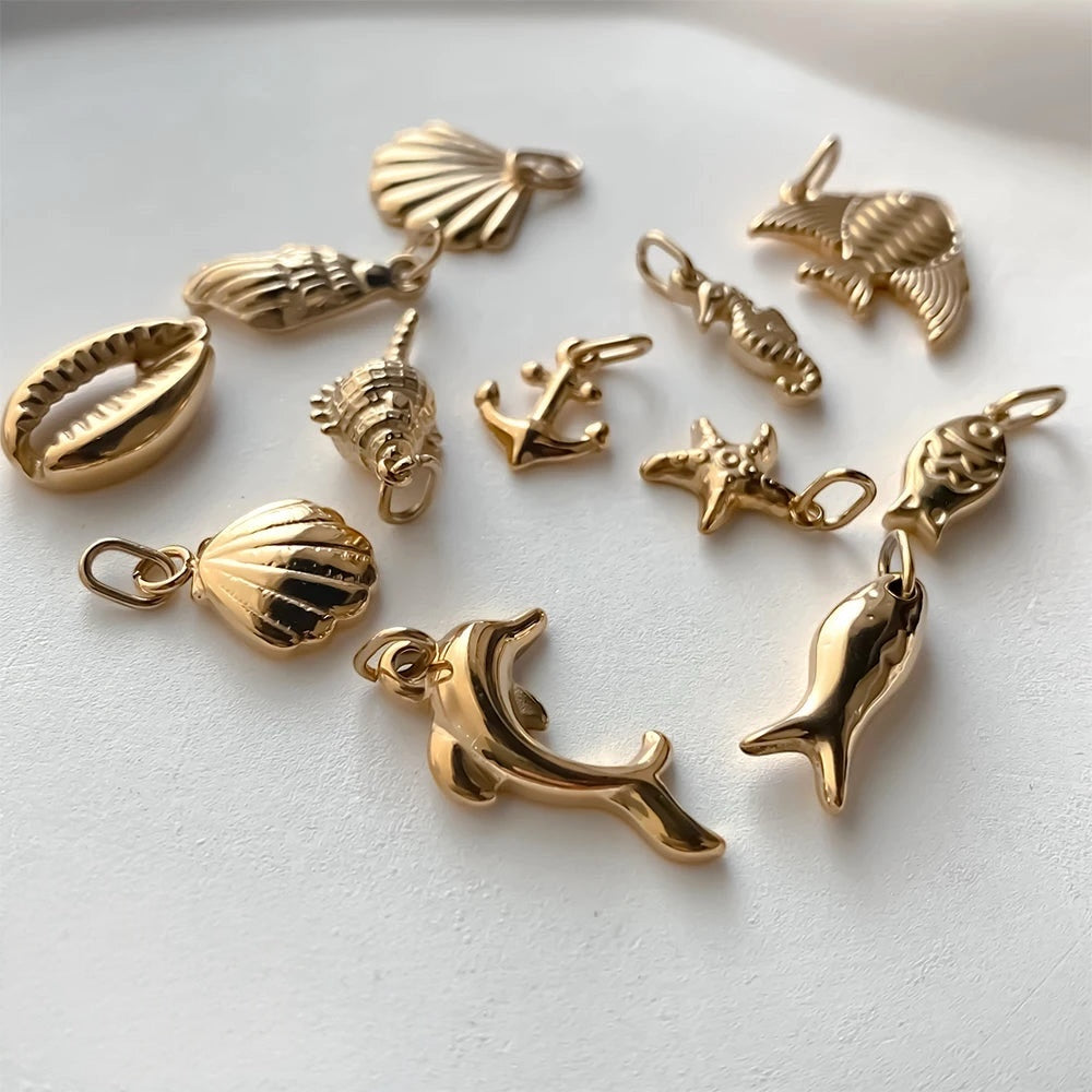 Ocean-Inspired Charm Pendants – Gold