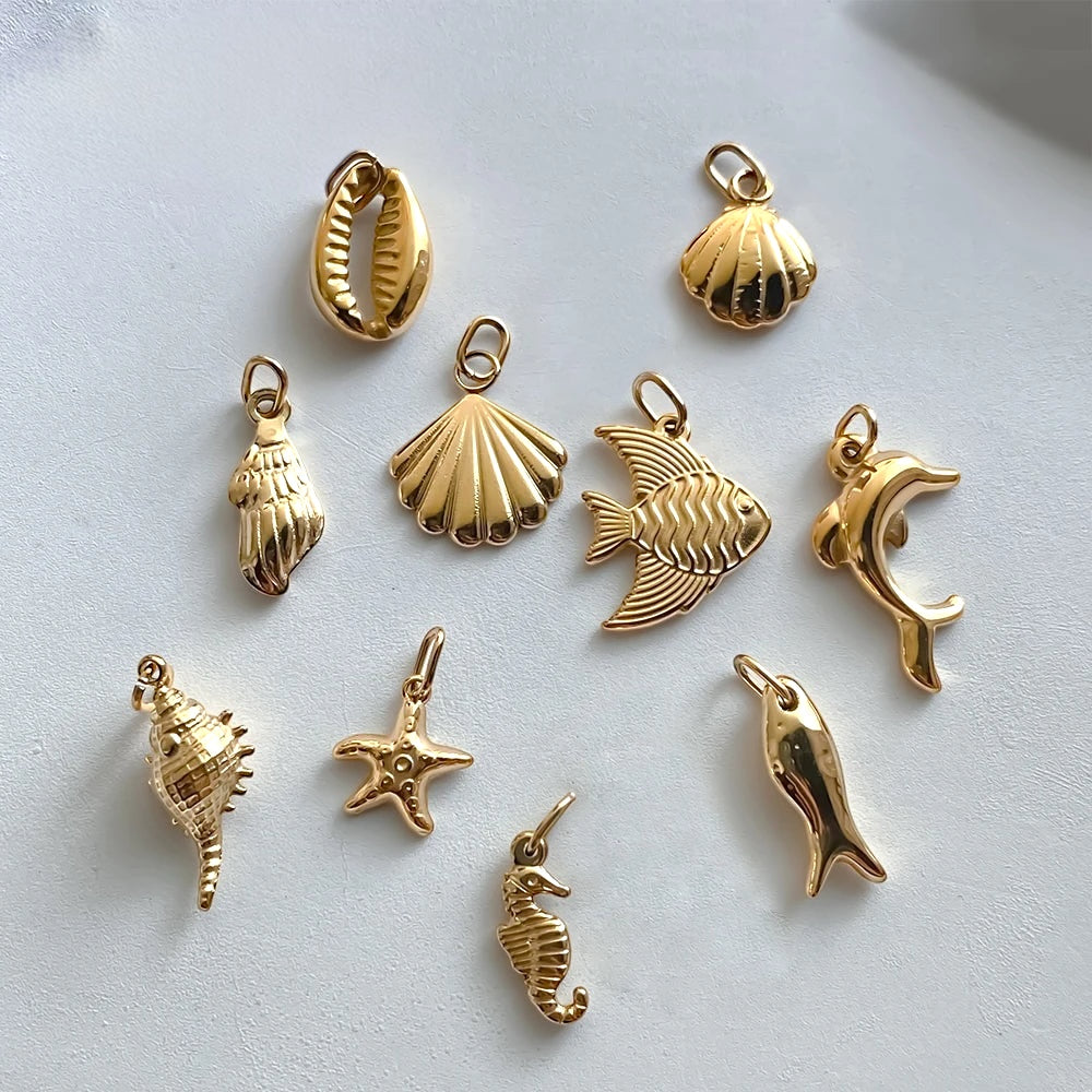 Ocean-Inspired Charm Pendants – Gold