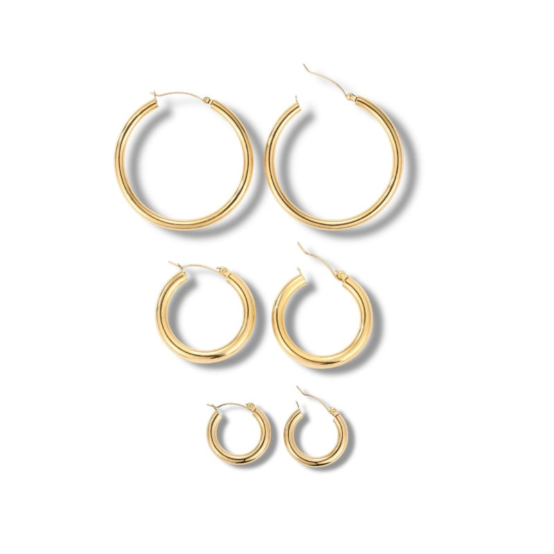 3Pc Hoop Earring Set - Gold