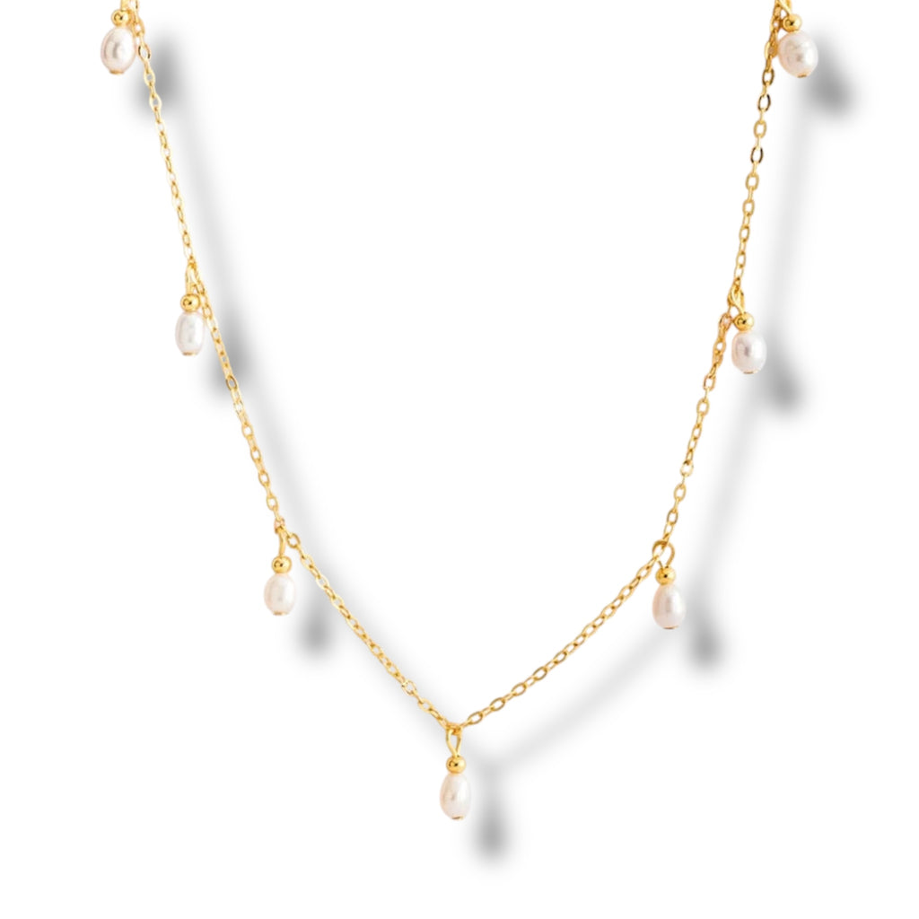 Clavicle Pearl Necklace - Gold