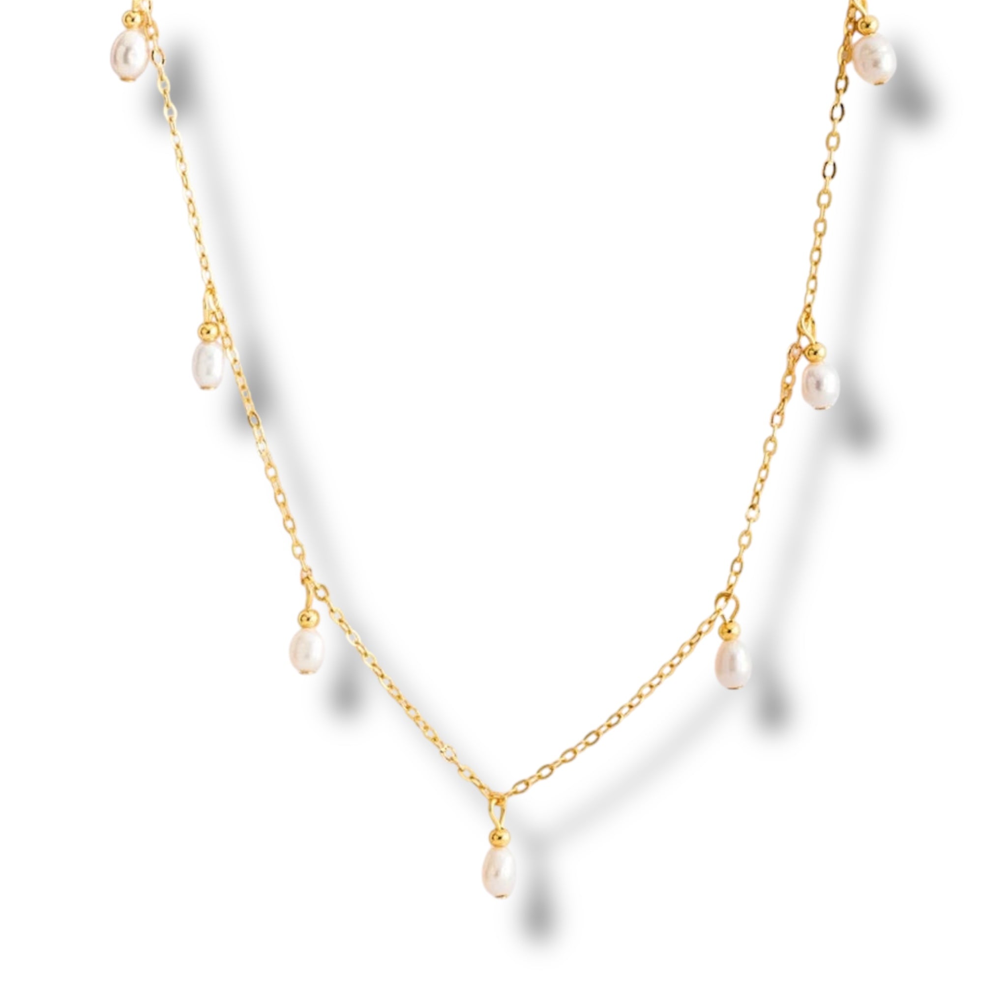 Clavicle Pearl Necklace - Gold