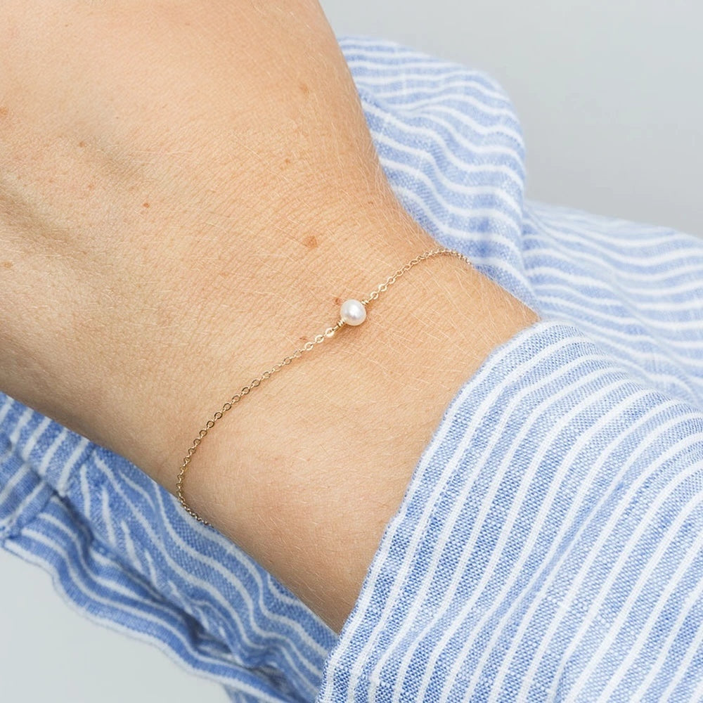 Single Pearl Bracelet - Gold