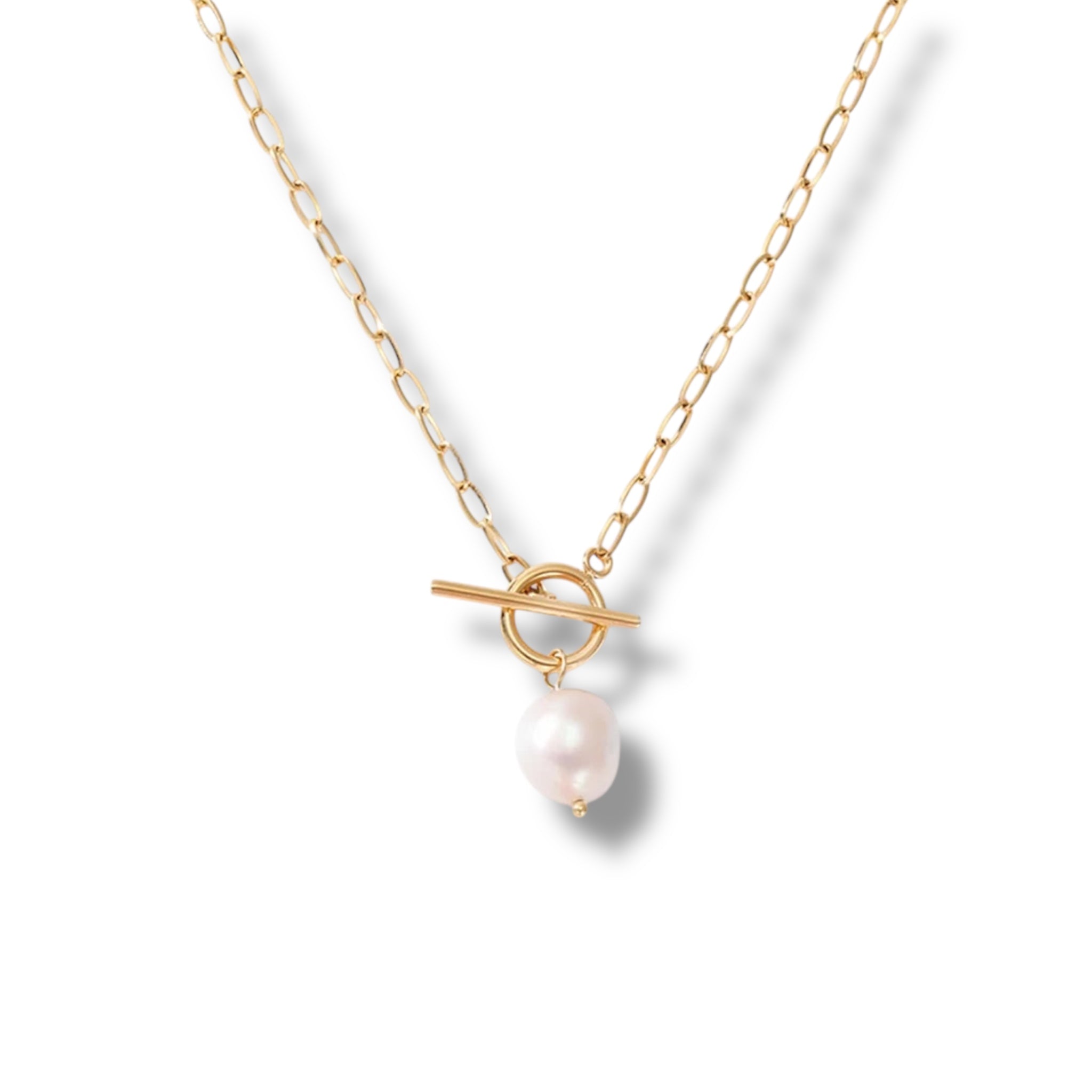 Freshwater Pearl Toggle Necklace - Gold