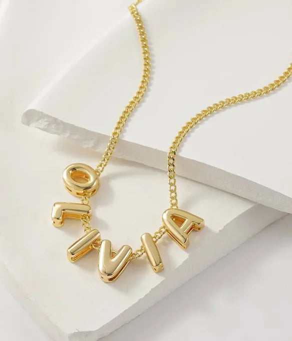 Bubble Name Necklace - Gold
