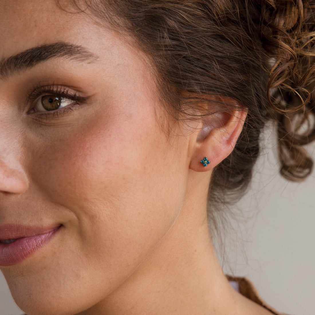 Dainty Birthstone Floral Earrings - Gold