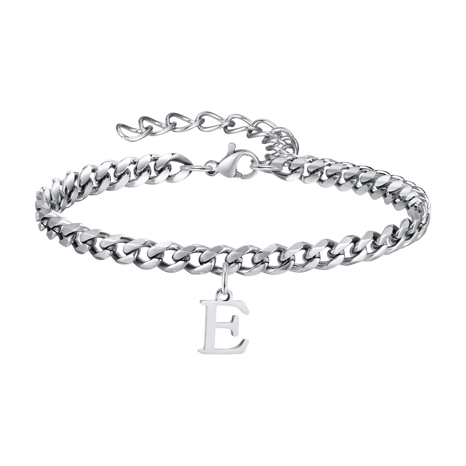 A-Z Cuban Initial Bracelet - Silver - BRAVAN A-Z Cuban Initial Bracelet - Silver  (Store description)