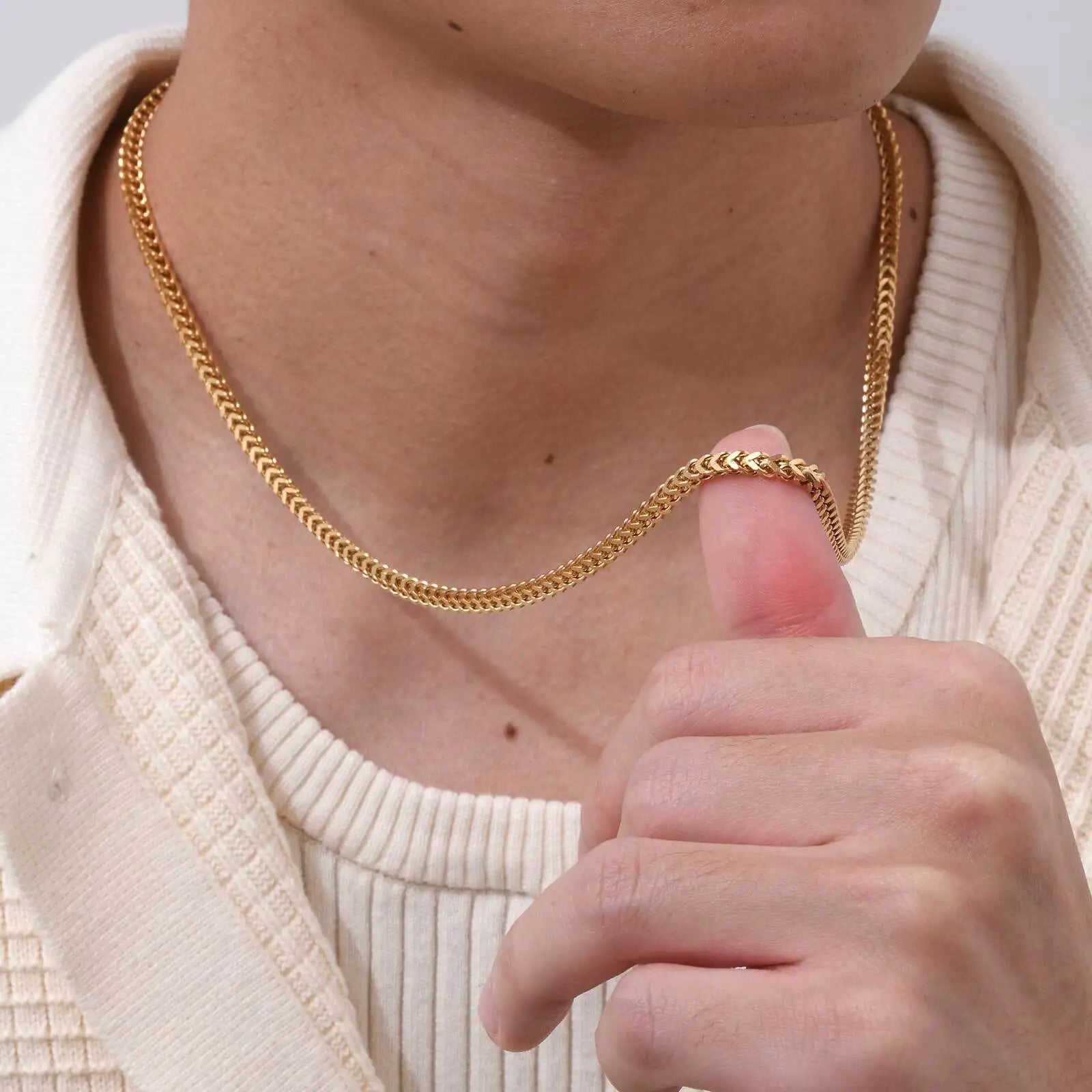 Foxtail Franco Necklace - Gold - BRAVAN Foxtail Franco Necklace - Gold  (Store description)