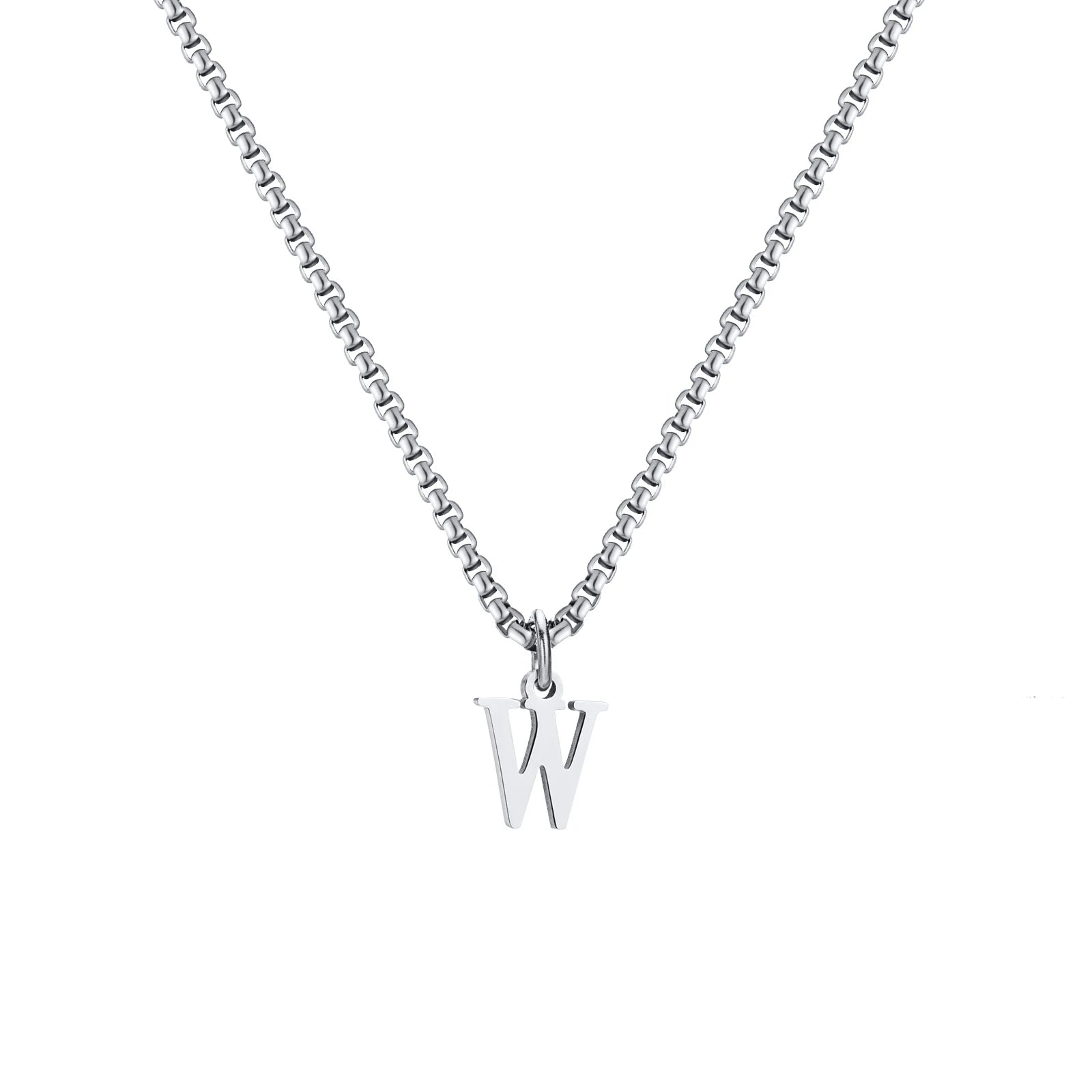 A-Z Letter Necklace - Silver - BRAVAN A-Z Letter Necklace - Silver  (Store description)