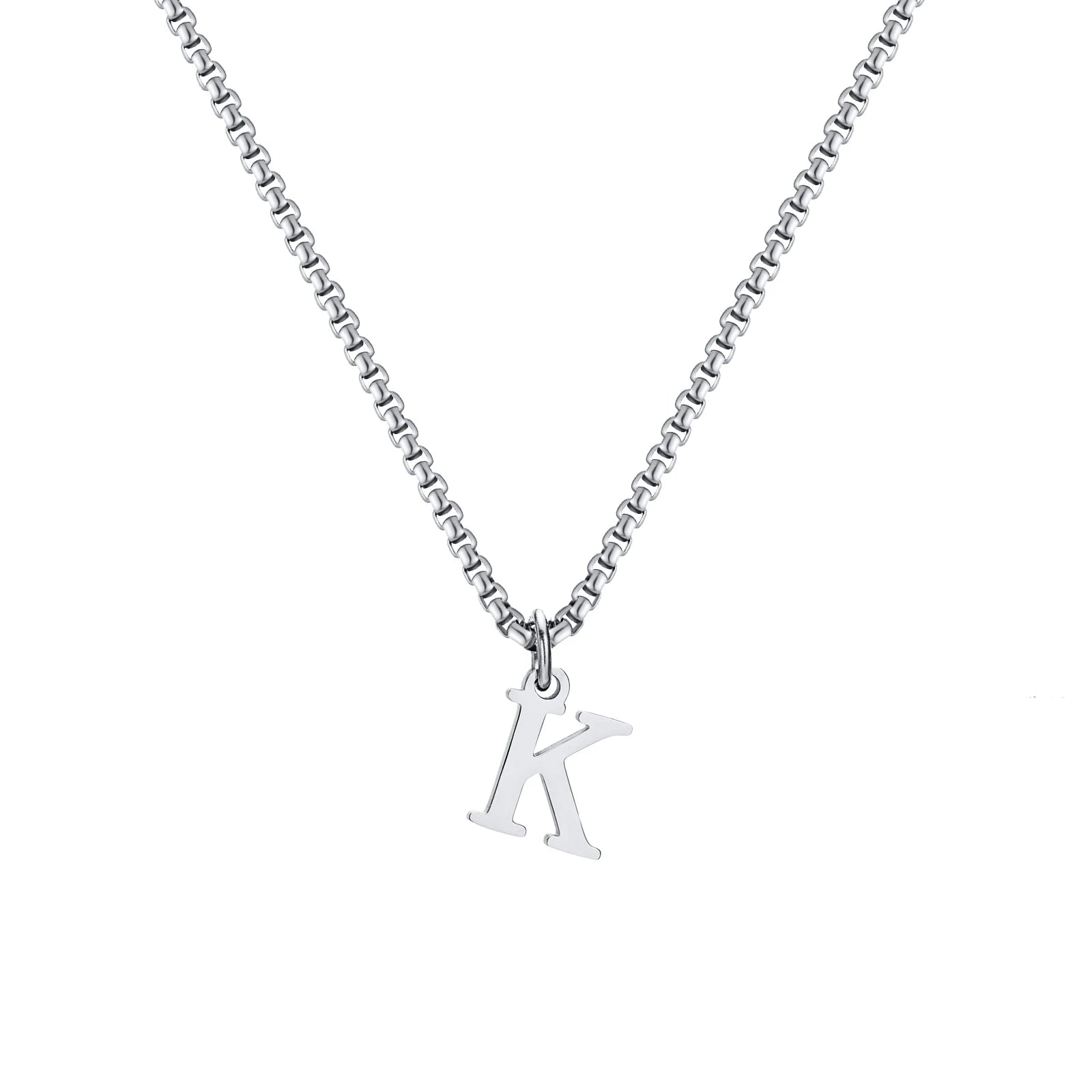 A-Z Letter Necklace - Silver - BRAVAN A-Z Letter Necklace - Silver  (Store description)