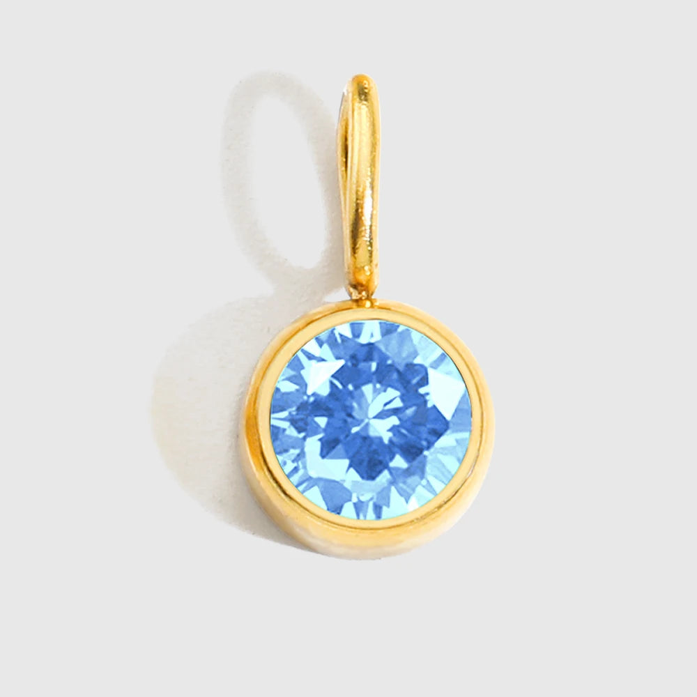 Round Birthstone Pendants - Gold