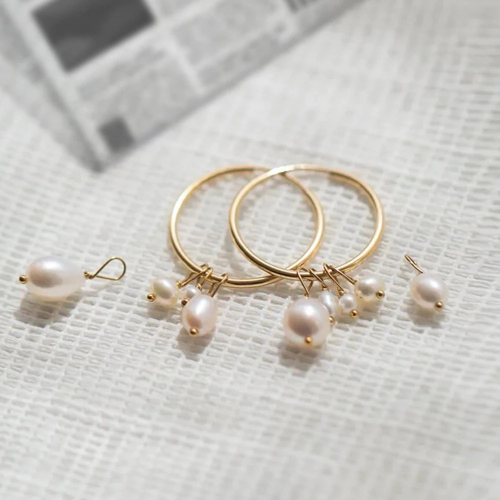 5pc Freshwater Pearl Earrings - Gold