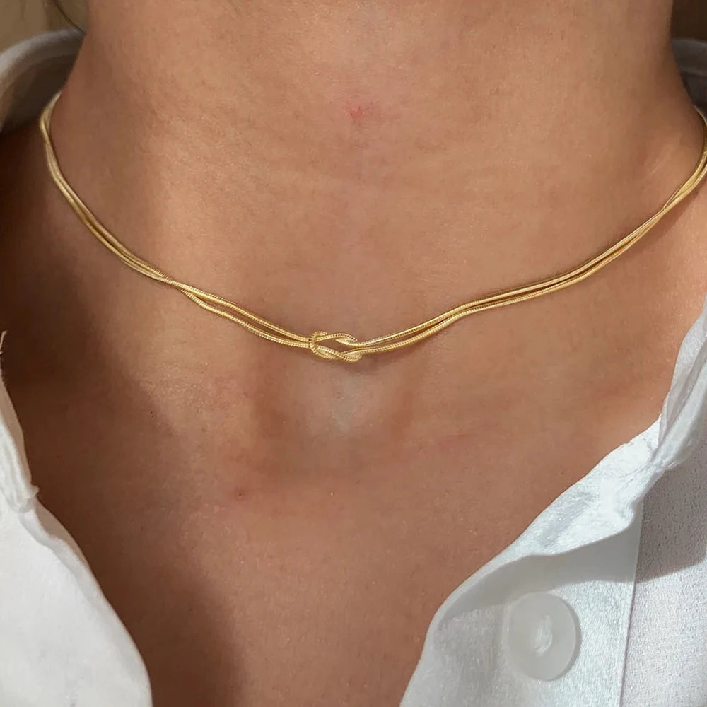 Minimalist Knotted Necklace - 14k Gold