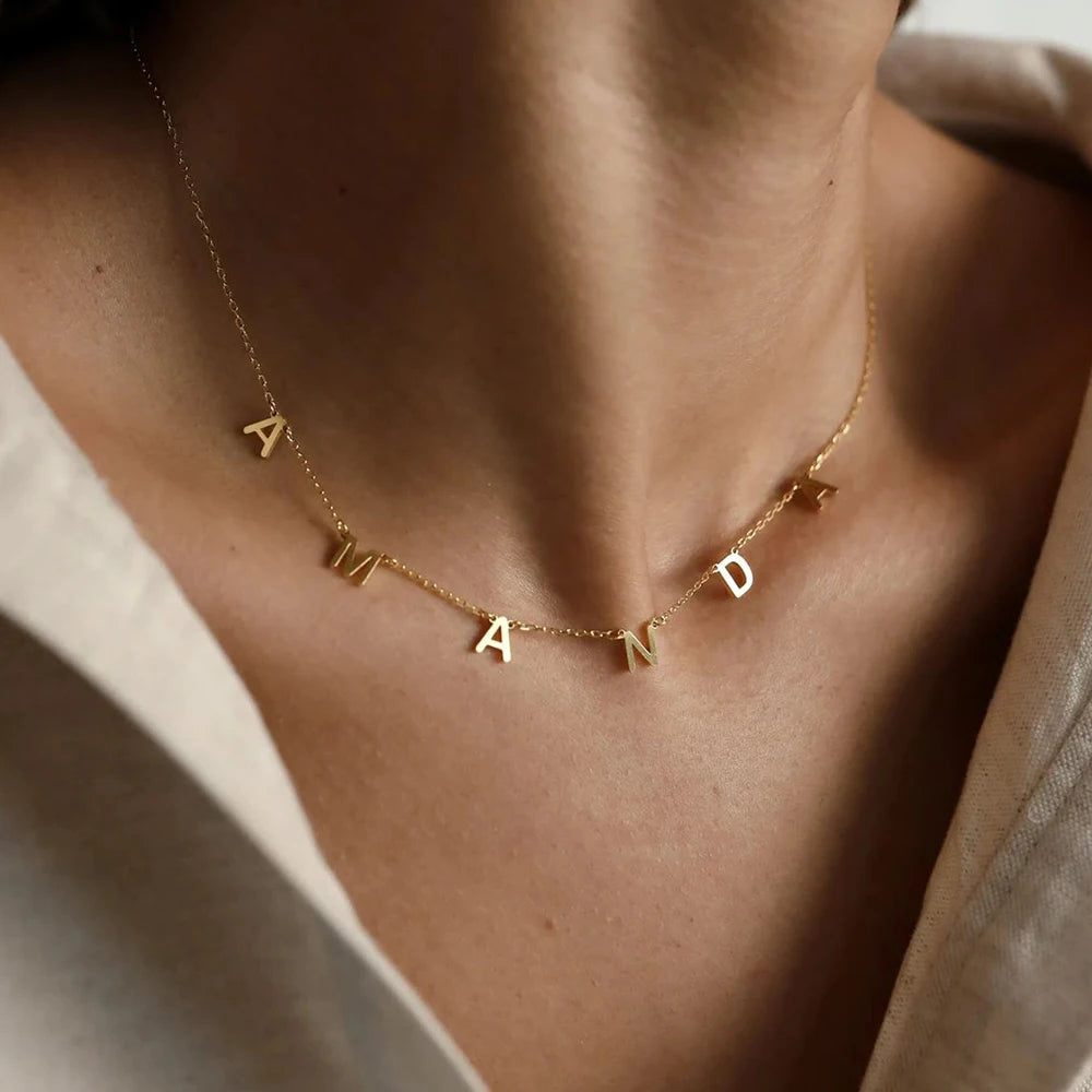 Personalized Letter Choker -Gold