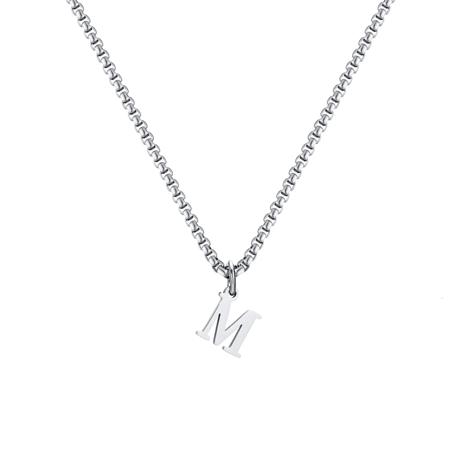 A-Z Letter Necklace - Silver - BRAVAN A-Z Letter Necklace - Silver  (Store description)