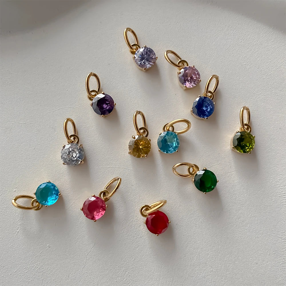Circle Birthstone Pendant - Gold