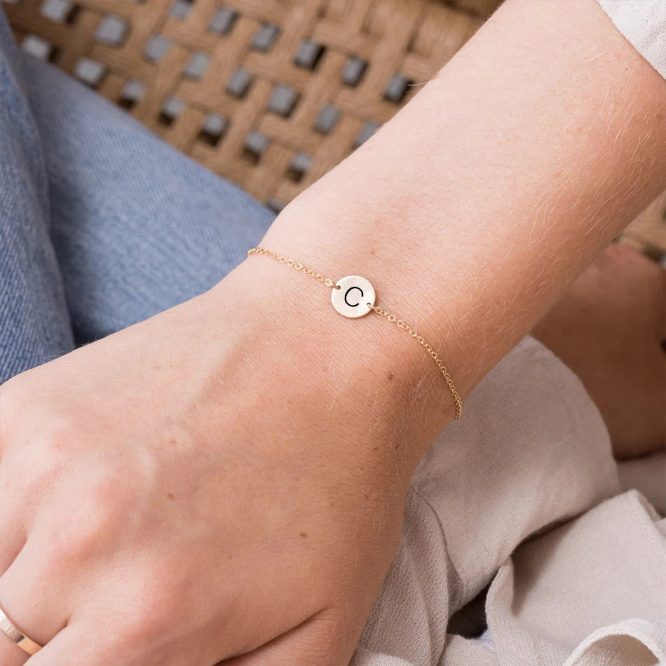 Minimal Initial Bracelet - Gold